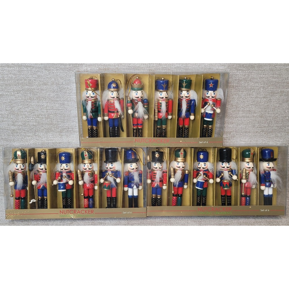 Nutcracker 5" Hanging Ornaments Set of 18 Wooden Christmas New